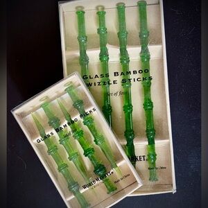 Glass Bamboo Swizzle Sticks and Picks for your Tiki Bar from World Market NWOT